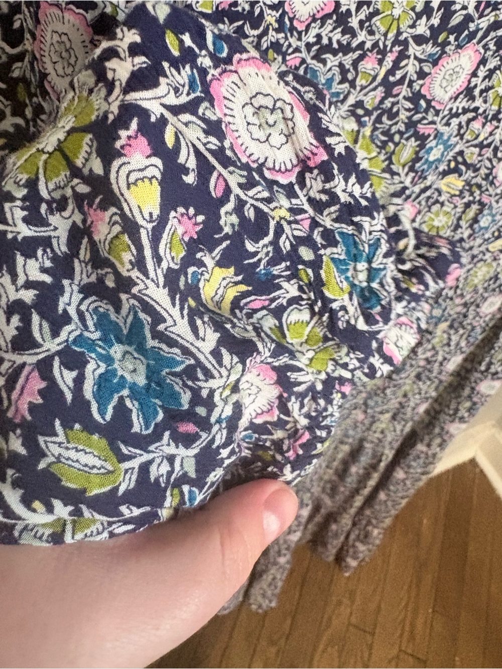 Boden Floral Maxi Dress Size 14 V-Neck Balloon Sleeve EcoVero Navy - Picture 5 of 11